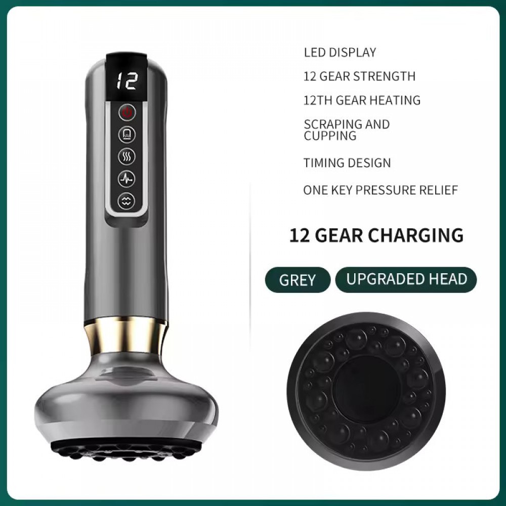 12 Gear Vacuum Suction Cup Electric Cupping Massager GuaSha Anti Cellulite Beauty Health Scraping Heat Body Slimming Massage USB